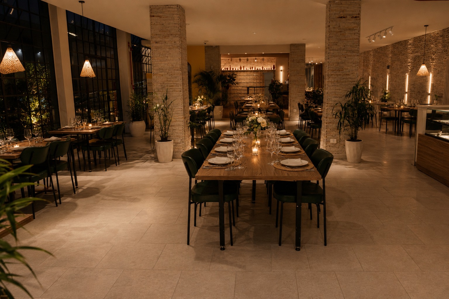 Salão do JOAJU preparado para jantar de evento